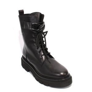 Luca Grossi 548 Black Leather Zip-Up Lace-Up Ankle Boots